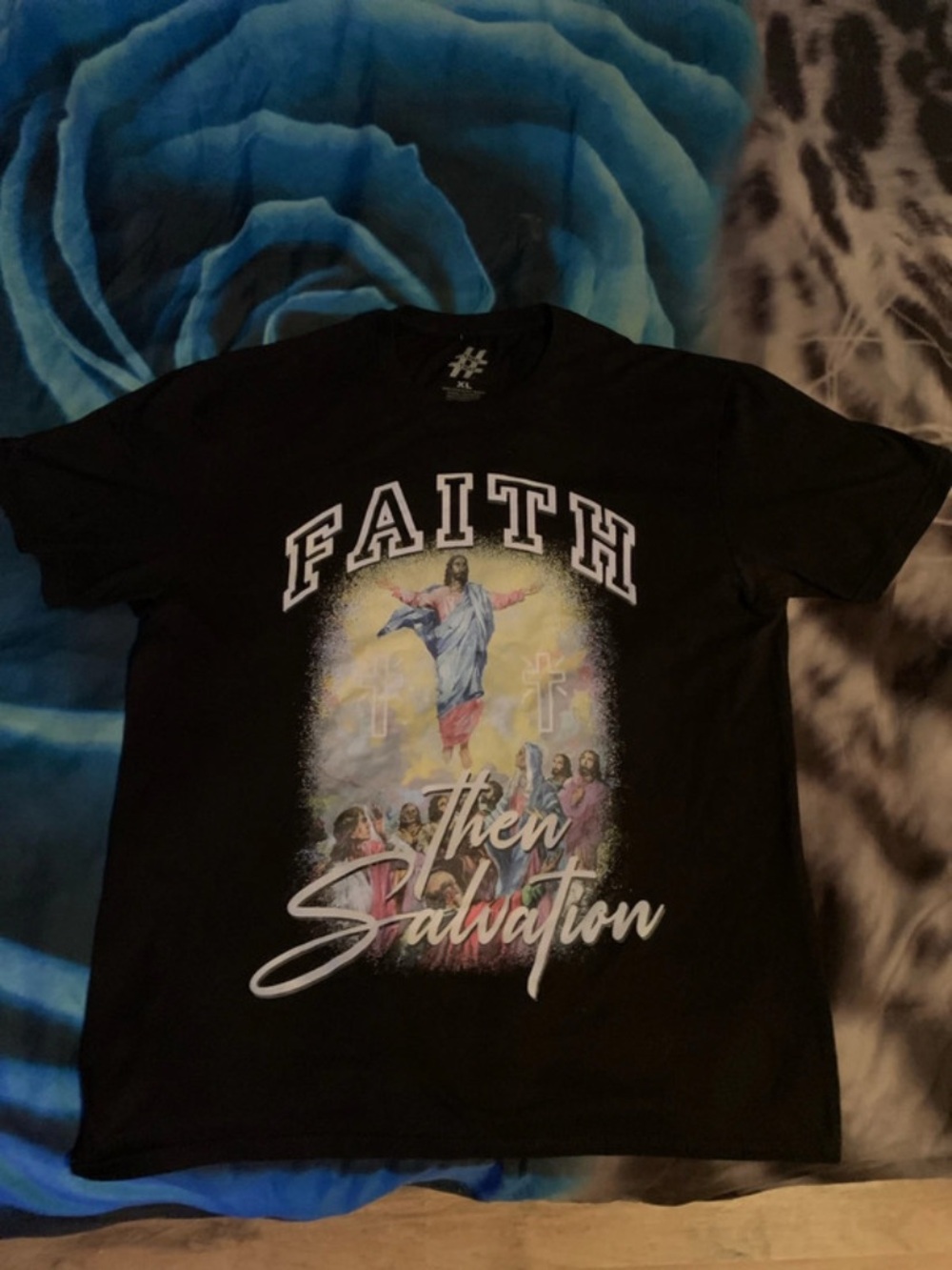 Faith Then Salvation Graphic Short Sleeve Tee - Black